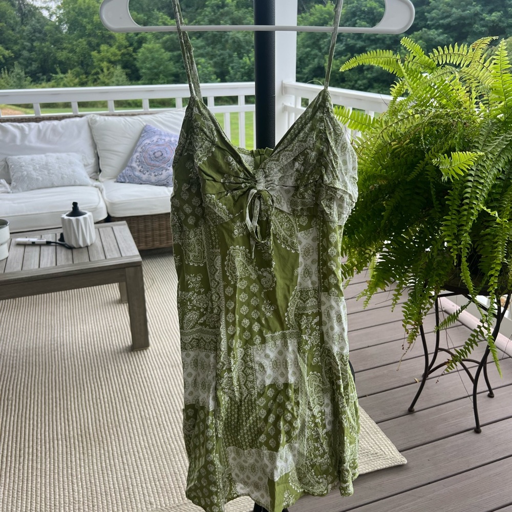 la hearts pacsun green patched dress